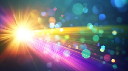 Poster - Radiant beam of light bursting with vibrant colorful spectrum and cosmic energy creating a dynamic and captivating abstract background