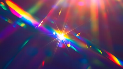 Fototapete - Vibrant and colorful abstract background with refracted rainbow spectrum light prism effect and kaleidoscopic psychedelic visual patterns