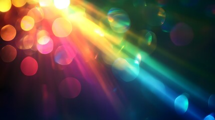 Fototapete - Vibrant colorful and mesmerizing abstract background with out of focus bokeh lights creating a kaleidoscopic rainbow like pattern  The image has a dreamlike ethereal