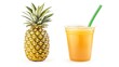 © ColorfulFlowerStudio - Fresh Pineapple Next to a Glass of Tropical Pineapple Juice