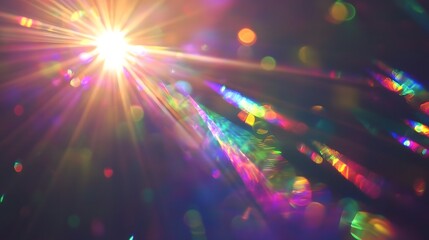 Aufkleber - Vibrant cosmic burst of radiant energy and luminous light in the infinite depths of the universe creating a dazzling kaleidoscopic display of prismatic colors and dynamic movement