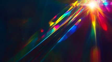 Aufkleber - Vibrant cosmic light burst with dynamic colorful energy trails and radiant luminous beams sparkling glowing ignite explosion in a dark background