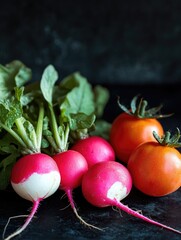 Wall Mural - Vegetables on a table with herbs.