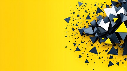 Abstract Triangular Forms Exploding On Yellow Background