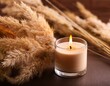 © Dina - burning scented candle and dry reeds grass