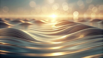 Poster - Abstract Wavy Lines of Golden Metallic Fabric Shimmering in the Sun's Warm Glow