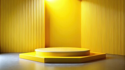 Poster - Abstract minimalist yellow display podium with a textured surface and a clean background