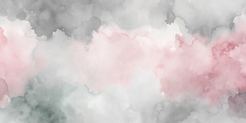 Leinwandbilder - Abstract Watercolor Background with Delicate Blends of Pink, Gray, and Green Hues