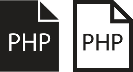 File icons set. Format of document on computer flat and line symbols. PHP file signs. Audio extension multimedia application software folder. Presentation designs isolated on transparent background.