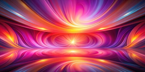 Aufkleber - Abstract swirling colors create an otherworldly landscape with a radiant glow at the center, a mesmerizing display of vibrant hues and dynamic lines.