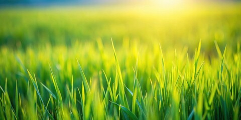 Aufkleber - A close-up view of tall green grass blades illuminated by the warm glow of the setting sun, creating a vibrant and peaceful scene.
