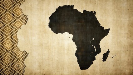 Poster - A Silhouette of the African Continent on a Vintage Paper Background with an Abstract Pattern