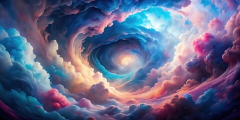 Aufkleber - A mesmerizing celestial swirl of vibrant clouds, ethereal light, and cosmic energy, unveiling a portal to an unknown realm