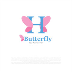 Wall Mural - initial letter h butterfly logo and icon vector illustration design template