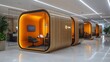 © Linus - A series of cubicles with a large sign that says 'Dana' on the wall
