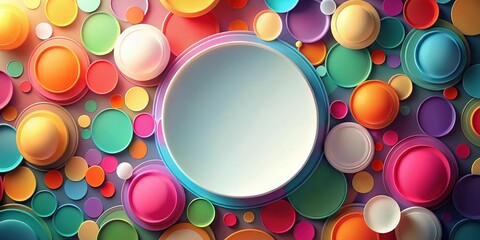 Fototapete - Abstract Circular Design with a Blank Space in the Center, Featuring Vivid Colors and Geometric Shapes