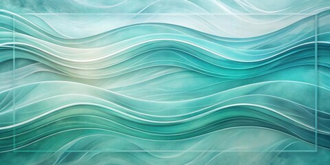 Aufkleber - Abstract Teal Wave Pattern Background Design with Subtle Color Variations and a Rectangular Frame