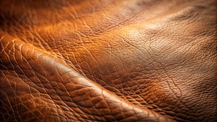 Aufkleber - Close-up view of rich, textured brown leather with a natural, full-grain appearance and subtle folds.