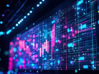 Leinwandbilder - Vibrant Abstract Technology Background Featuring Colorful Light Patterns and Dynamic Shapes Creating a Futuristic and Energetic Atmosphere of Innovation