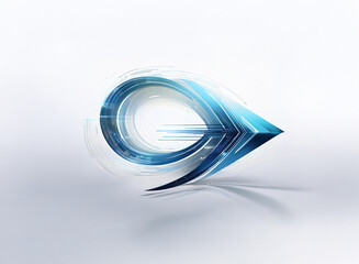 Leinwandbilder - Abstract blue and white 3D design.  A stylized arrow or droplet shape with translucent, technological elements.  Evokes speed, innovation, and progress.