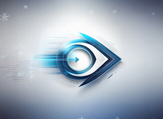 Leinwandbilder - Abstract stylized eye design, glowing blue and white, with motion blur effect and snowflakes.  Suggests speed, vision, or technology.