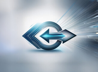 Aufkleber - Abstract image featuring two opposing arrows forming a circle within a dynamic, metallic, energy-like background.  The design suggests movement, transfer, or connection.