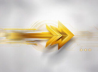 Aufkleber - A golden arrow, sleek and sharp, streaks across a light grey background, suggesting speed and progress.  The design incorporates technological elements, hinting at innovation and the future.