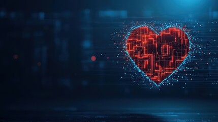 Aufkleber - Innovative Heart Design Formed from Detailed Circuit Board Patterns Symbolizing Love Technology and Connection in a Modern Digital Age Aesthetic