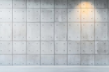 Fototapete - Illuminated Concrete Wall Casting Soft Shadows in an Urban Environment Creating a Contemporary and Minimalist Atmosphere of Modern Architecture