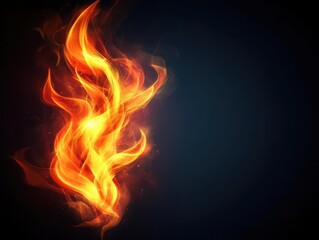 Poster - Vibrant Fiery Flames Dancing Against a Dark Background Creating an Intense and Dynamic Atmosphere Perfect for Evoking Passion and Energy in Art