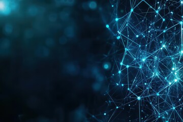 Poster - Intricate Network of Connected Lines on a Dark Blue Background Evoking a Sense of Depth and Complexity in Modern Digital Communication Technology