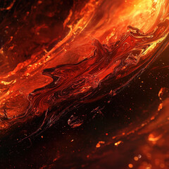 Wall Mural - Surreal cosmic firestorm with swirling red and orange plasma flows