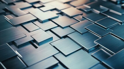 Fototapete - A Contemporary Architectural Detail Featuring a Wall of Shiny Metal Tiles Reflecting Light Creating a Modern Elegant and Industrial Aesthetic