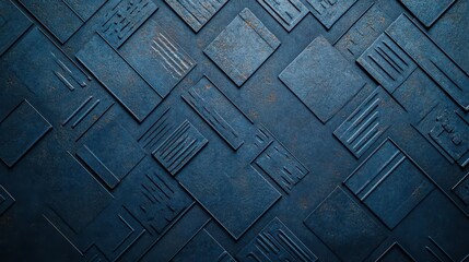 Aufkleber - Elegant Dark Blue Metal Background with Intricate Geometric Patterns Exuding a Modern and Industrial Aesthetic Perfect for Creative Design Projects
