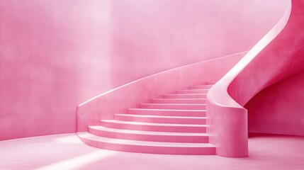 Leinwandbilder - Pink spiral staircase in a pink room.
