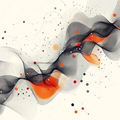 Abstract orange wave digital art, white background, network concept, website banner