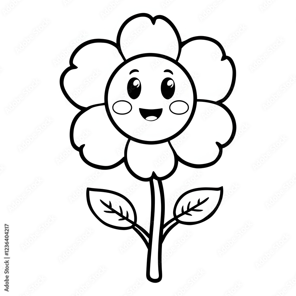 flower coloring page for toddlers Stock Illustration | Adobe Stock