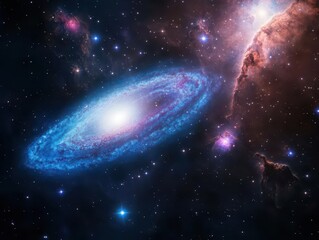 Aufkleber - Majestic Andromus Galaxy Illuminated in Deep Space with Spiral Arms Radiating Colors and Celestial Beauty Capturing the Essence of the Universe