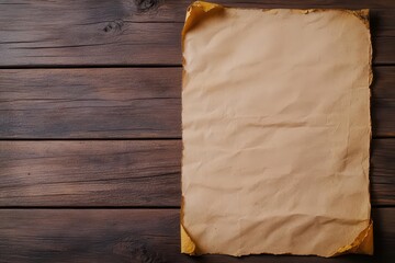 Fototapete - A Simple Piece of Paper Resting on a Rustic Wooden Table Evoking a Sense of Calmness and Timelessness in a Cozy Indoor Environment