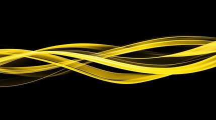 Wall Mural - abstract yellow waves flowing on black background