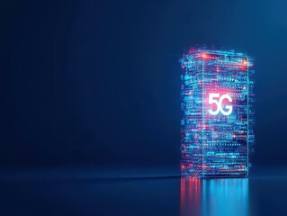Leinwandbilder - Smartphone with Illuminated Display and Radiant Showcasing Modern Technology in a Sleek Design Capturing the Essence of Innovation and Connectivity