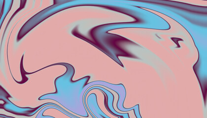 Poster - surreal abstract fluid artwork with pink, blue, and dark purple swirls, perfect for modern background, digital wallpaper


