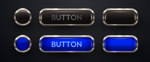 luxury Button set. Glossy metal buttons.
