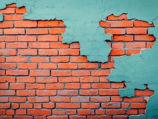 Poster - Aged Brick Wall with Peeling Paint Revealing Layers of History and Character in a Rustic Urban Setting Evoking a Sense of Timelessness and Decay