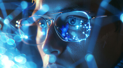 a visually striking and futuristic technological landscape featuring a dynamic array of neon colored