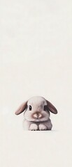 Poster - Cute rabbit sitting on a soft surface with a minimalist background