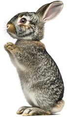 Poster - Cute rabbit standing upright with soft fur in a neutral background