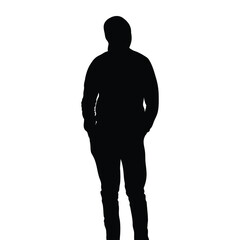 Canvas Print - a person standing, a simple black silhouette against a white background. vector illustration.