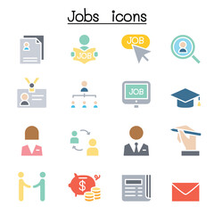 Wall Mural - Jobs icon set in thin line style