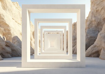 Canvas Print - Desert Canyon White Frames Illusion